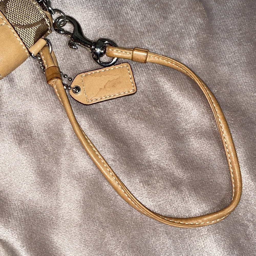 Coach Signature Brown and Tan Wristlet - Picture 6 of 9